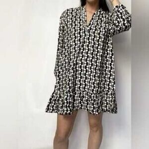 Zara The Paula Printed Long Sleeve Dress Size XS